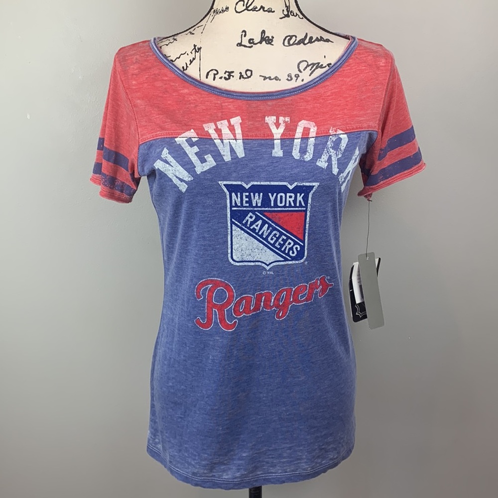 NHL Touch by Alyssa Milano New York Rangers Morgan Scoop Neck Tri-Blend T-Shirt - Picture 1 of 6